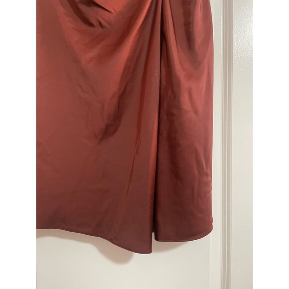Theory Women’s Twisted Satin Midi Skirt size 6 NWT Brown Elegant Old Money - Picture 5 of 10